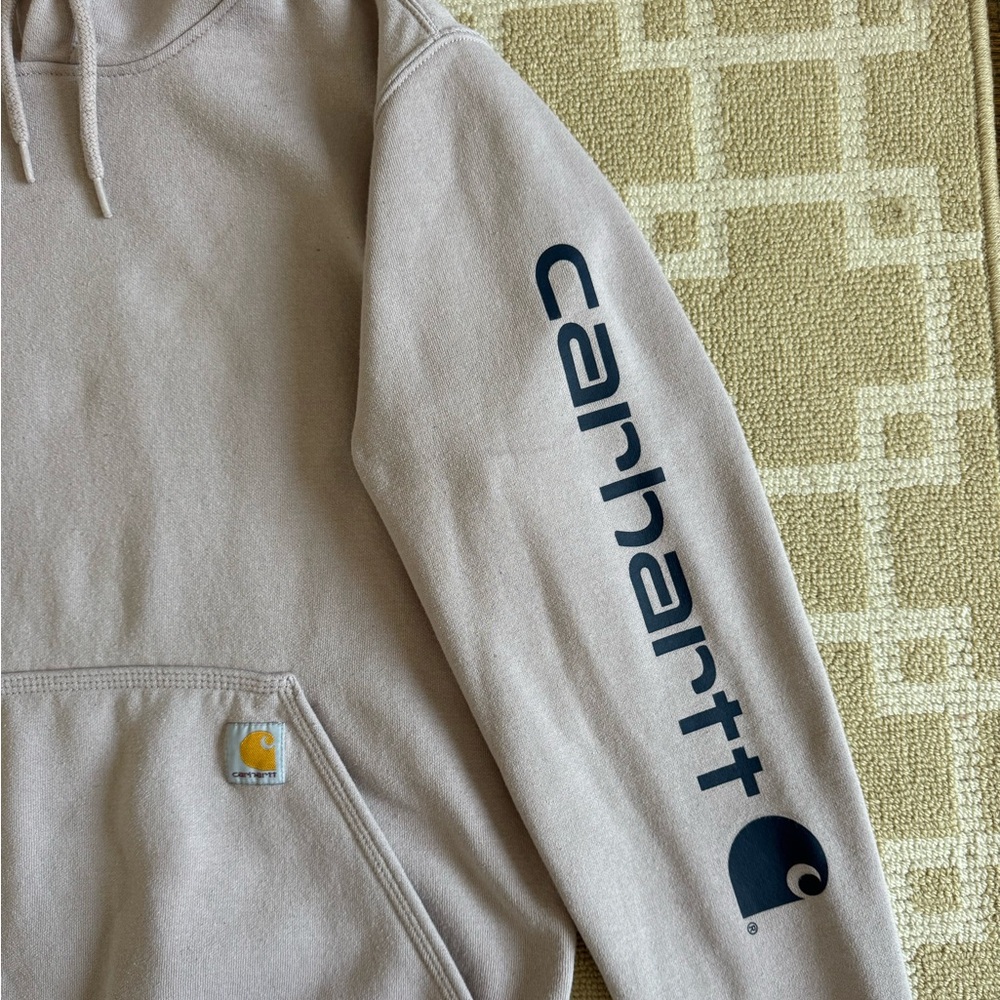 Carhartt Loose Fit Workwear Hoodie Oversized Sweatshirt Dusty Mauve Beige Small - Picture 4 of 6